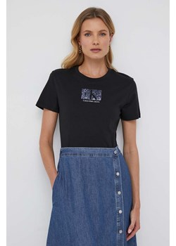 Calvin Klein Jeans t-shirt bawełniany kolor czarny ze sklepu ANSWEAR.com w kategorii Bluzki damskie - zdjęcie 159137179