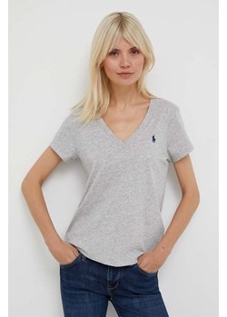 Polo Ralph Lauren t-shirt bawełniany kolor szary ze sklepu ANSWEAR.com w kategorii Bluzki damskie - zdjęcie 159137329