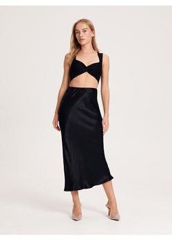 Reserved - Satynowa spódnica z wiskozy - czarny ze sklepu Reserved w kategorii Spódnice - zdjęcie 159143878