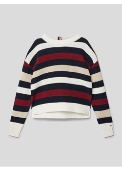 Sweter z dzianiny z bawełny ze wzorem w paski ze sklepu Peek&Cloppenburg  w kategorii Swetry dziewczęce - zdjęcie 159155468