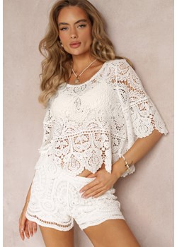 Biała Bluzka z Koronkowej Bawełny z Dłuższym Tyłem Haysla ze sklepu Renee odzież w kategorii Bluzki damskie - zdjęcie 159161216