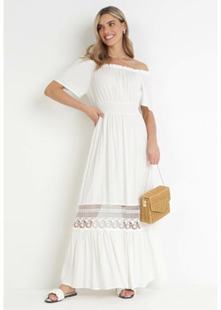 Biała Sukienka Hiszpanka ze Zdobieniem z Koronki Zinnin ze sklepu Born2be Odzież w kategorii Sukienki - zdjęcie 159164916