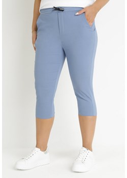 Niebieskie Spodnie z Nogawkami 3/4 i Gumką w Pasie Temina ze sklepu Born2be Odzież w kategorii Spodnie damskie - zdjęcie 159167677