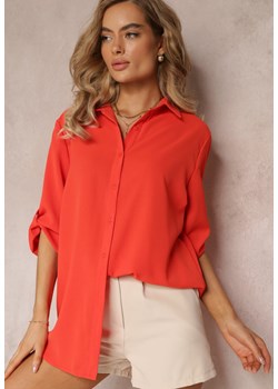 Pomarańczowa Koszula z Kołnierzem i Długimi Rękawami na Guzik Henvia ze sklepu Renee odzież w kategorii Koszule damskie - zdjęcie 159168478