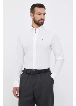 Gant koszula bawełniana męska kolor biały slim z kołnierzykiem button-down ze sklepu ANSWEAR.com w kategorii Koszule męskie - zdjęcie 159168639