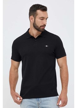 Gant polo bawełniane kolor czarny gładki ze sklepu ANSWEAR.com w kategorii T-shirty męskie - zdjęcie 159168716