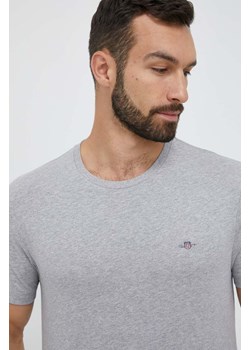 Gant t-shirt bawełniany kolor szary gładki ze sklepu ANSWEAR.com w kategorii T-shirty męskie - zdjęcie 159169107