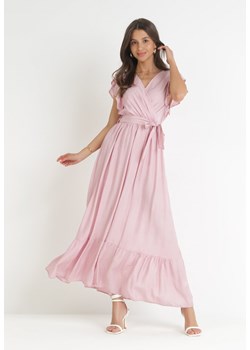 Różowa Rozkloszowana Sukienka z Wiązanym Paskiem Nonru ze sklepu Born2be Odzież w kategorii Sukienki - zdjęcie 159171918