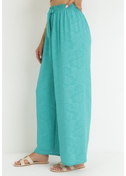 Miętowe Szerokie Spodnie z Gumką w Pasie Roselika ze sklepu Born2be Odzież w kategorii Spodnie damskie - zdjęcie 159178429