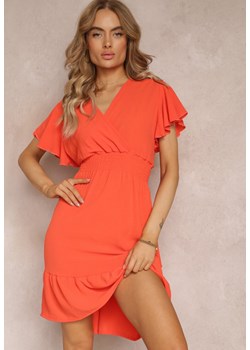 Pomarańczowa Sukienka z Falbankami i Marszczoną Gumką w Talii Edenia ze sklepu Renee odzież w kategorii Sukienki - zdjęcie 159180209