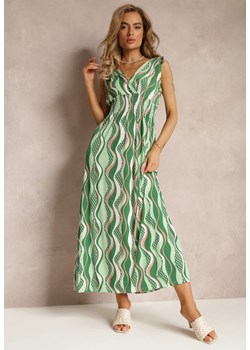 Zielona Wiskozowa Sukienka Maxi z Gumkami w Pasie i Ściągaczami na Ramionach Kaesa ze sklepu Renee odzież w kategorii Sukienki - zdjęcie 159180339