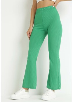 Zielone Spodnie Dzwony z Gumką w Pasie Daite ze sklepu Born2be Odzież w kategorii Spodnie damskie - zdjęcie 159180615