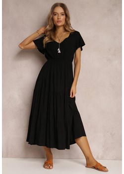 Czarna Sukienka z Wiskozy Jonmy ze sklepu Renee odzież w kategorii Sukienki - zdjęcie 159191415