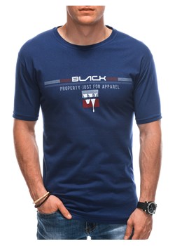 T-shirt męski z nadrukiem 1772S - ciemnoniebieski ze sklepu Edoti w kategorii T-shirty męskie - zdjęcie 159196237