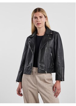 YAS Kurtka skórzana 26031785 Czarny Regular Fit ze sklepu MODIVO w kategorii Kurtki damskie - zdjęcie 159198779