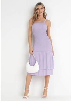 Fioletowa Wiskozowa Sukienka Midi o Dopasowanym Fasonie Ilynn ze sklepu Born2be Odzież w kategorii Sukienki - zdjęcie 159218546