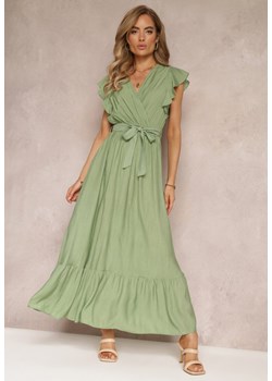 Zielona Rozkloszowana Sukienka Maxi z Gumką w Talii Lavla ze sklepu Renee odzież w kategorii Sukienki - zdjęcie 159218937
