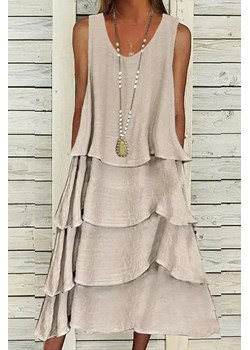 Sukienka VAROLIA BEIGE ze sklepu Ivet Shop w kategorii Sukienki - zdjęcie 159220606