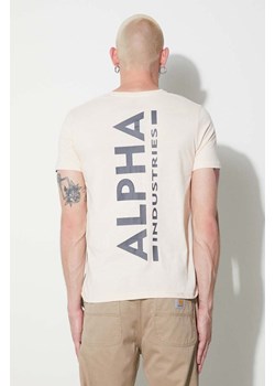 Alpha Industries t-shirt bawełniany kolor beżowy z nadrukiem 128507.578-JetStreamW ze sklepu ANSWEAR.com w kategorii T-shirty męskie - zdjęcie 159226107