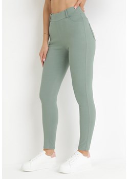 Zielone Spodnie Skinny z Wysokim Stanem Ninga ze sklepu Born2be Odzież w kategorii Spodnie damskie - zdjęcie 159226518