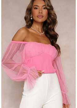 Różowa Bluzka Hiszpanka z Transparentnymi Rękawami Lavcie ze sklepu Renee odzież w kategorii Bluzki damskie - zdjęcie 159227776