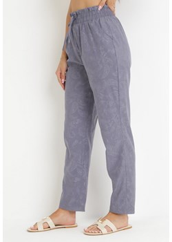 Ciemnoszare Spodnie z Gumką w Pasie Krette ze sklepu Born2be Odzież w kategorii Spodnie damskie - zdjęcie 159228037