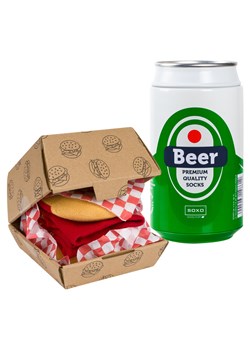 Skarpetki Męskie SOXO | Hamburger w pudełku | Piwo w puszce | śmieszny prezent dla Niego ze sklepu Sklep SOXO w kategorii Skarpetki męskie - zdjęcie 159230176