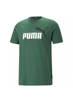 Męski t-shirt z nadrukiem Puma ESS+ 2 Colour Logo Tee - zielona ze sklepu Sportstylestory.com w kategorii T-shirty męskie - zdjęcie 159236197