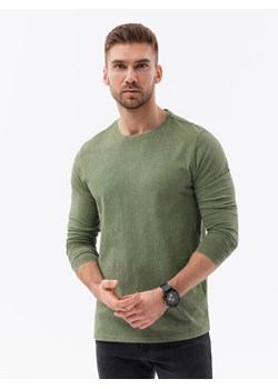 Longsleeve męski bez nadruku - oliwkowy V2 L131 ze sklepu ombre w kategorii T-shirty męskie - zdjęcie 159245849