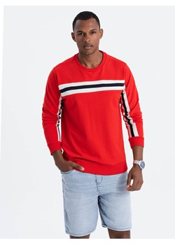 Bluza męska z lampasem - czerwona V2 B1279 ze sklepu ombre w kategorii Bluzy męskie - zdjęcie 159245887