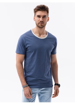 T-shirt męski bawełniany - niebieski V3 S1385 ze sklepu ombre w kategorii T-shirty męskie - zdjęcie 159246185