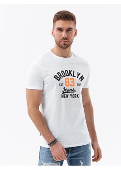 T-shirt męski bawełniany z nadrukiem - biały V3 OM-TSPT-0126 ze sklepu ombre w kategorii T-shirty męskie - zdjęcie 159246366