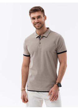 Koszulka męska polo bawełniana - jasnobrązowa S1382 ze sklepu ombre w kategorii T-shirty męskie - zdjęcie 159246527