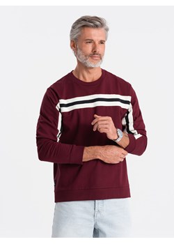 Bluza męska z lampasem - burgundowa V5 B1279 ze sklepu ombre w kategorii Bluzy męskie - zdjęcie 159246706