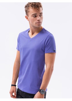 Klasyczna męska koszulka z dekoltem w serek BASIC - fioletowy V12 S1369 ze sklepu ombre w kategorii T-shirty męskie - zdjęcie 159246858