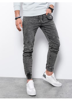 Spodnie męskie jeansowe joggery - czarne V2 P1056 ze sklepu ombre w kategorii Jeansy męskie - zdjęcie 159247065