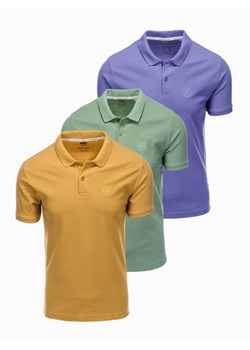 Zestaw koszulek męskich polo z dzianiny pique 3-pak - mix V4 Z28 ze sklepu ombre w kategorii T-shirty męskie - zdjęcie 159247129