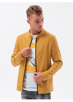 Bluza męska rozpinana ze stójką - żółta V6 OM-SSZP-22FW-005 ze sklepu ombre w kategorii Bluzy męskie - zdjęcie 159247228