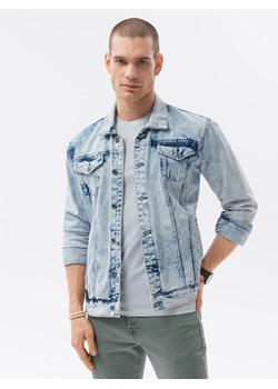Kurtka męska jeansowa katana - jasny jeans V1 OM-JADJ-0123 ze sklepu ombre w kategorii Kurtki męskie - zdjęcie 159247418