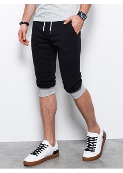 Spodenki męskie dresowe za kolano - czarno-szare V1 P29 ze sklepu ombre w kategorii Spodenki męskie - zdjęcie 159247676