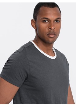 T-shirt męski bawełniany - grafitowy V7 S1385 ze sklepu ombre w kategorii T-shirty męskie - zdjęcie 159247705