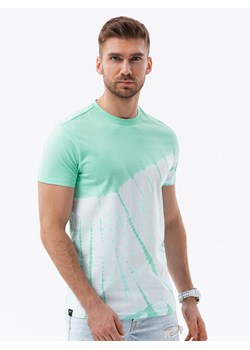 T-shirt męski bawełniany TIE DYE - miętowy V5 S1617 ze sklepu ombre w kategorii T-shirty męskie - zdjęcie 159247955