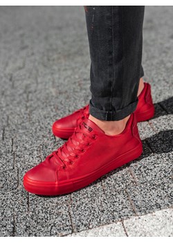 Buty męskie sneakersy BASIC z łączonych materiałów - czerwone V3 OM-FOCS-0105 ze sklepu ombre w kategorii Trampki męskie - zdjęcie 159247997