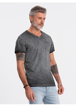 T-shirt męski z kieszonką - grafitowy melanż  V6 S1388 ze sklepu ombre w kategorii T-shirty męskie - zdjęcie 159248109