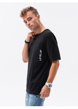 T-shirt męski bawełniany OVERSIZE - czarny V2 S1628 ze sklepu ombre w kategorii T-shirty męskie - zdjęcie 159248216