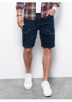 Krótkie spodenki męskie jeansowe - ciemny jeans V3 W362 ze sklepu ombre w kategorii Spodenki męskie - zdjęcie 159248549