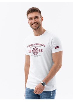 T-shirt męski bawełniany z nadrukiem - biały V1 S1748 ze sklepu ombre w kategorii T-shirty męskie - zdjęcie 159248825