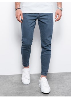 Spodnie męskie jeansowe bez przetarć SLIM FIT - granatowe V4 OM-PADP-0148 ze sklepu ombre w kategorii Jeansy męskie - zdjęcie 159249198