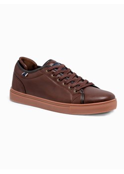 Buty męskie sneakersy - brązowe V2 T419 ze sklepu ombre w kategorii Trampki męskie - zdjęcie 159249826