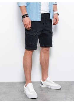 Krótkie spodenki męskie jeansowe - grafitowe V5 W362 ze sklepu ombre w kategorii Spodenki męskie - zdjęcie 159249988